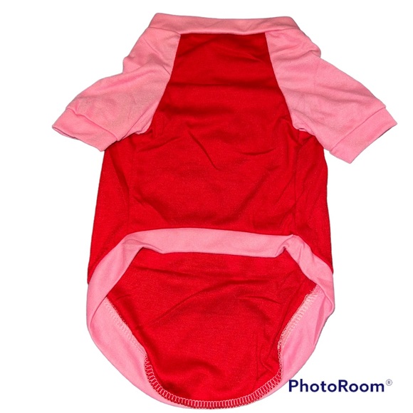 Pink and red Dog clothes vest. Size L - Picture 2 of 9